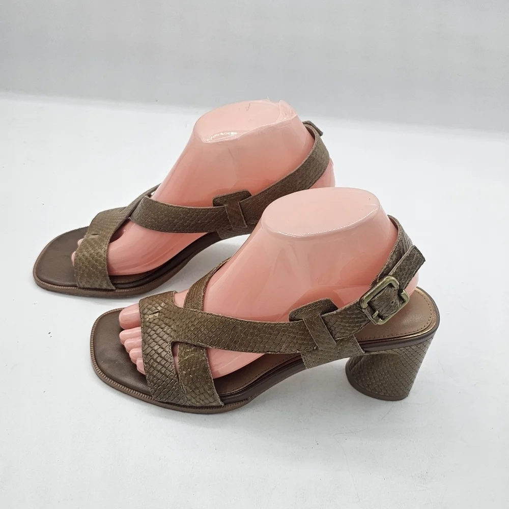 Donald Pliner Vlora Snake-Embossed Leather Slingback Sandals Women’s 8 Saddle